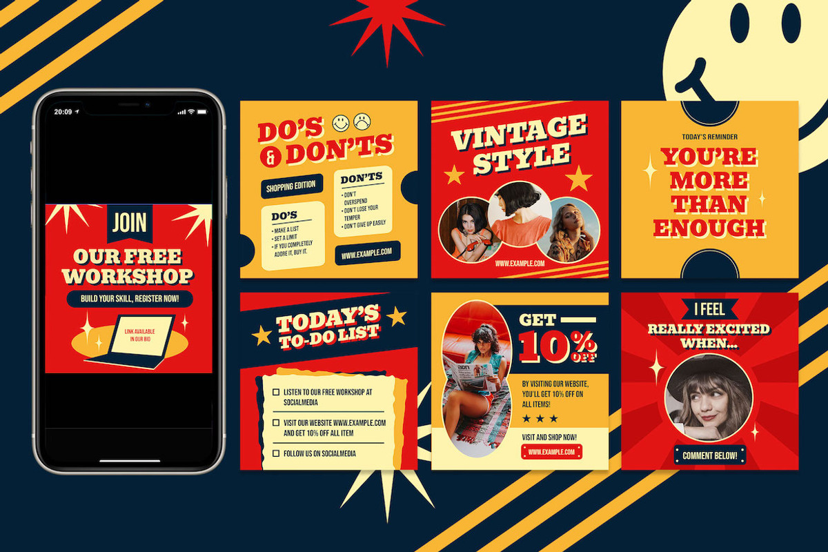 Red Vintage Fashion Sale Instagram, a Social Media Template by Aiyari Graphic (Photo 2 of 5)