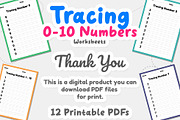 Tracing number 0, 1 to 10 worksheet, an Education Illustration by TukTuk Design (Thumbnail 5 of 5)