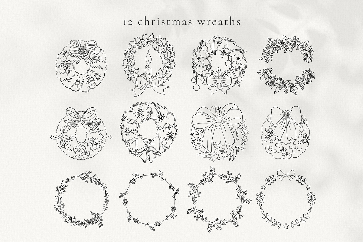 Line Art Winter Floral Decorations, a Decorative Illustration by La Petite Line Art (Photo 6 of 15)