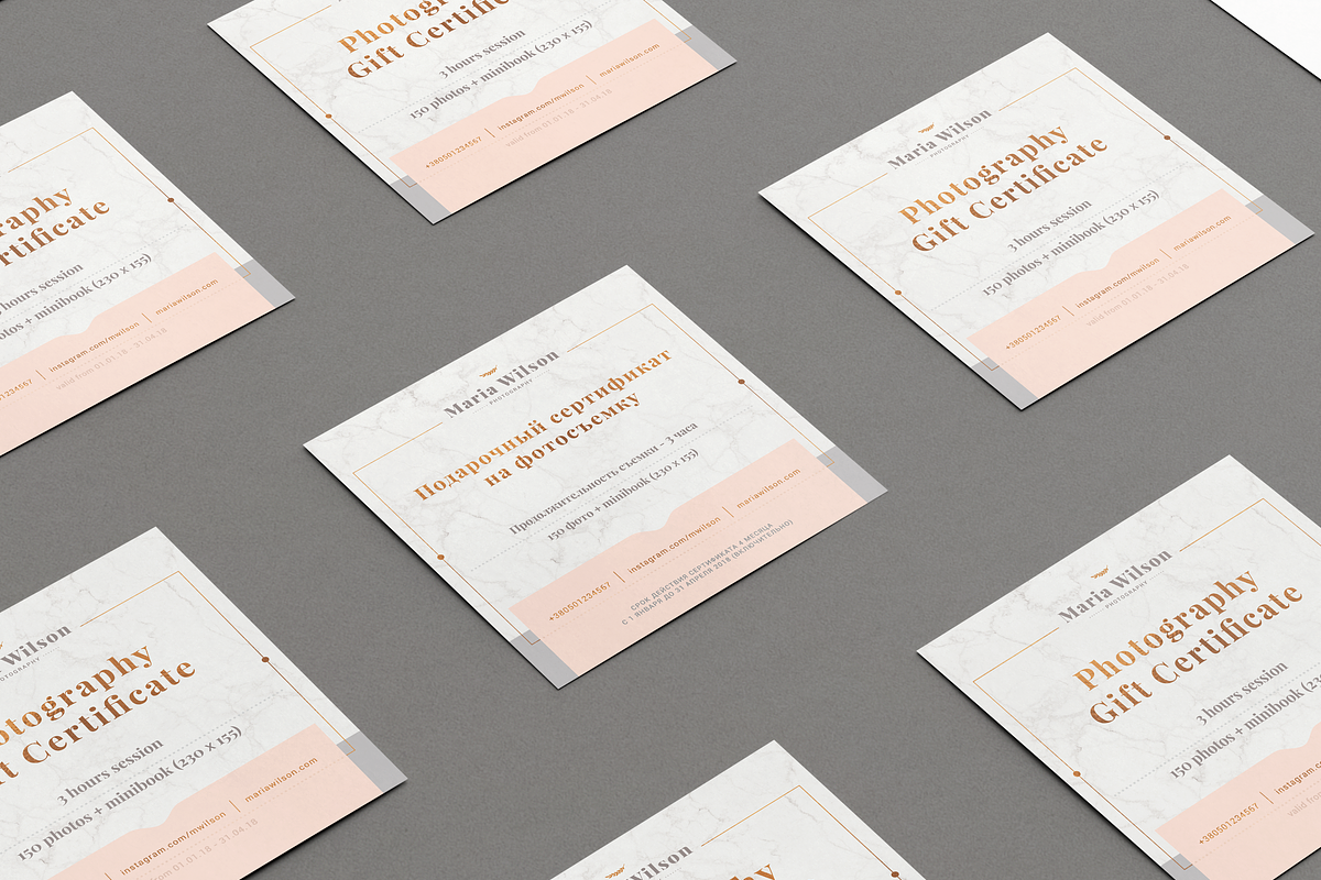 Gift certificate - Marble, Rose Gold, a Card Template by ArealPro (Photo 5 of 20)