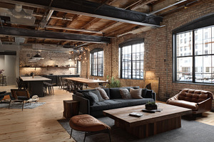 Industrial loft with brick walls, an Architecture Photo by Virgo Studio