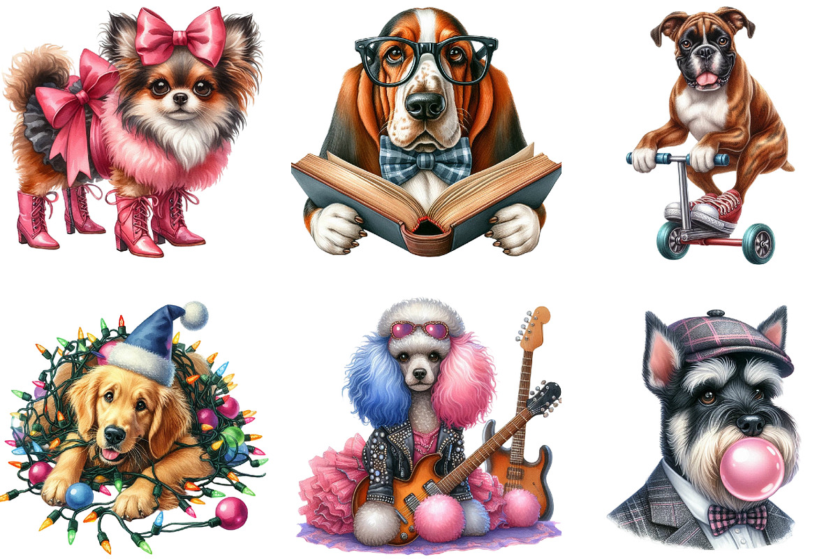 Quirky Crazy Dogs Sublimation, an Illustration by DreamArtGraphic (Photo 4 of 4)