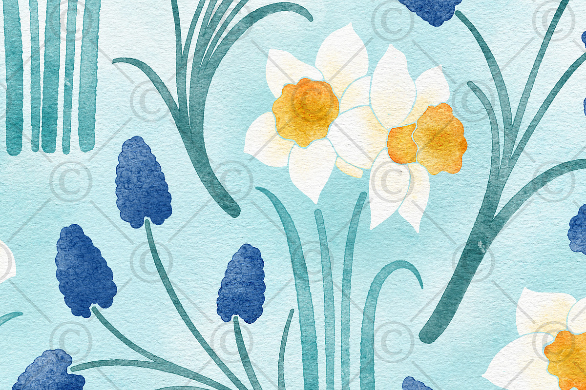 Daffodils & Muscari Pattern, a Pattern Graphic by Rebecca Flaherty (Photo 3 of 3)
