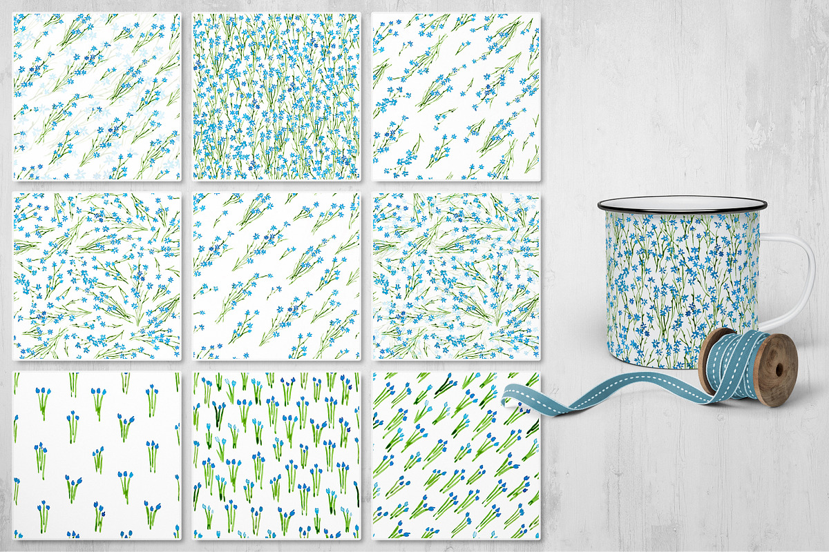 Mille Fleur - 36 watercolor patterns, a Pattern Graphic by Begin Again (Photo 4 of 6)