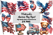 Watercolor American Flag Clipart, an Illustration by Daily.Designs (Thumbnail 1 of 5)