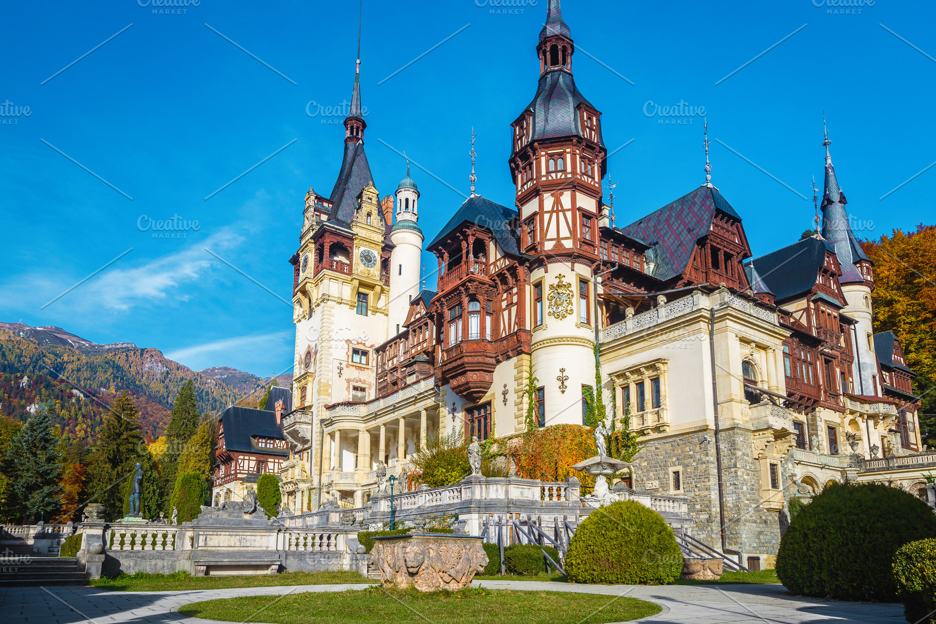 Beautiful courtyard of Peles castle, an Architecture Photo by Alpine Dreams