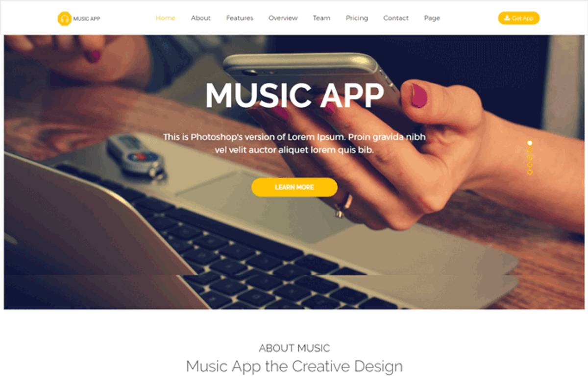 Music App- Responsive HTML5 Template, a HTML Template by CreativeGigs (Photo 3 of 6)