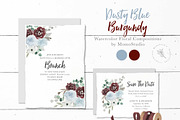 Dusty Blue and Burgundy Florals, a Work Illustration by Momo Studio (Thumbnail 7 of 12)