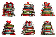 Valentine Stack of Books Clipart, an Illustration by Dream Creation (Thumbnail 6 of 6)