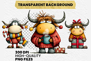 Funny Christmas Highland Cow Clipart, an Illustration by Dream Creation (Thumbnail 7 of 7)