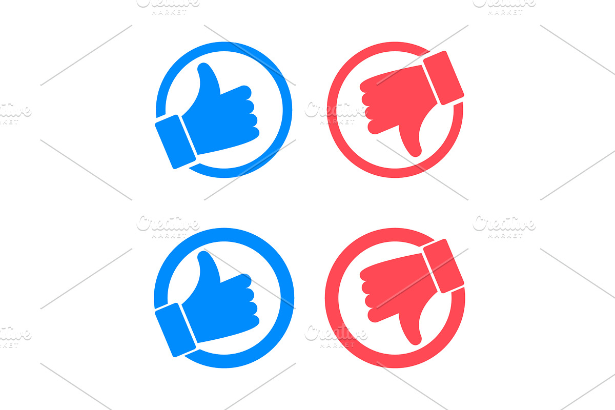Like and dislike vector flat Icons, an Object Illustration by Vector Creator