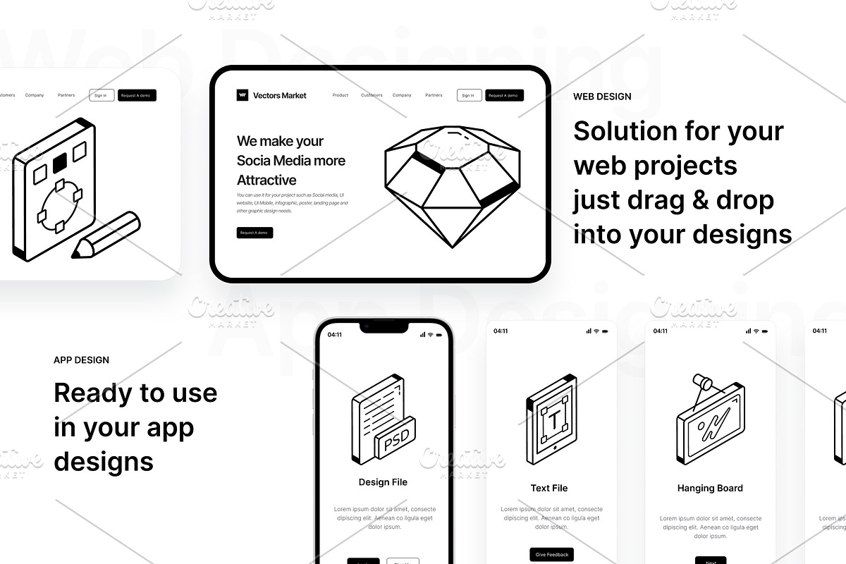 Isometric Graphic Design Icons, an Icon by Vectors Market (Photo 4 of 5)