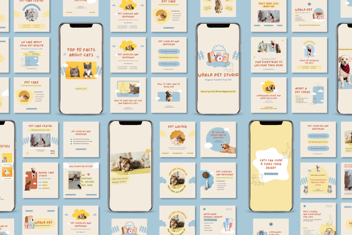 Pet Social Media Canva Template, a Social Media Template by Kawalan Studio