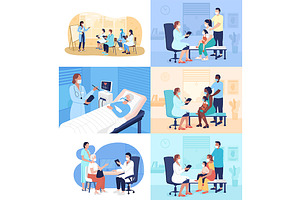 Visit doctor flat illustrations