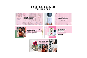 Facebook Template Pink Canva Set