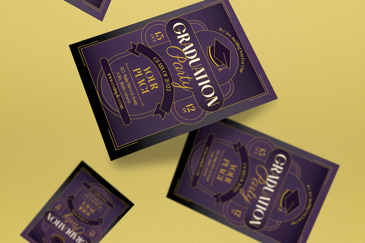 Art Deco Graduation Party Invitation, an Invitation Template by graphicook (Photo 2 of 3)