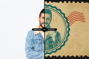 Portrait Stamp Photo Effect