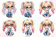 Quirky Cute Little Girl Clipart, an Illustration by Sublimation Artist (Thumbnail 1 of 9)