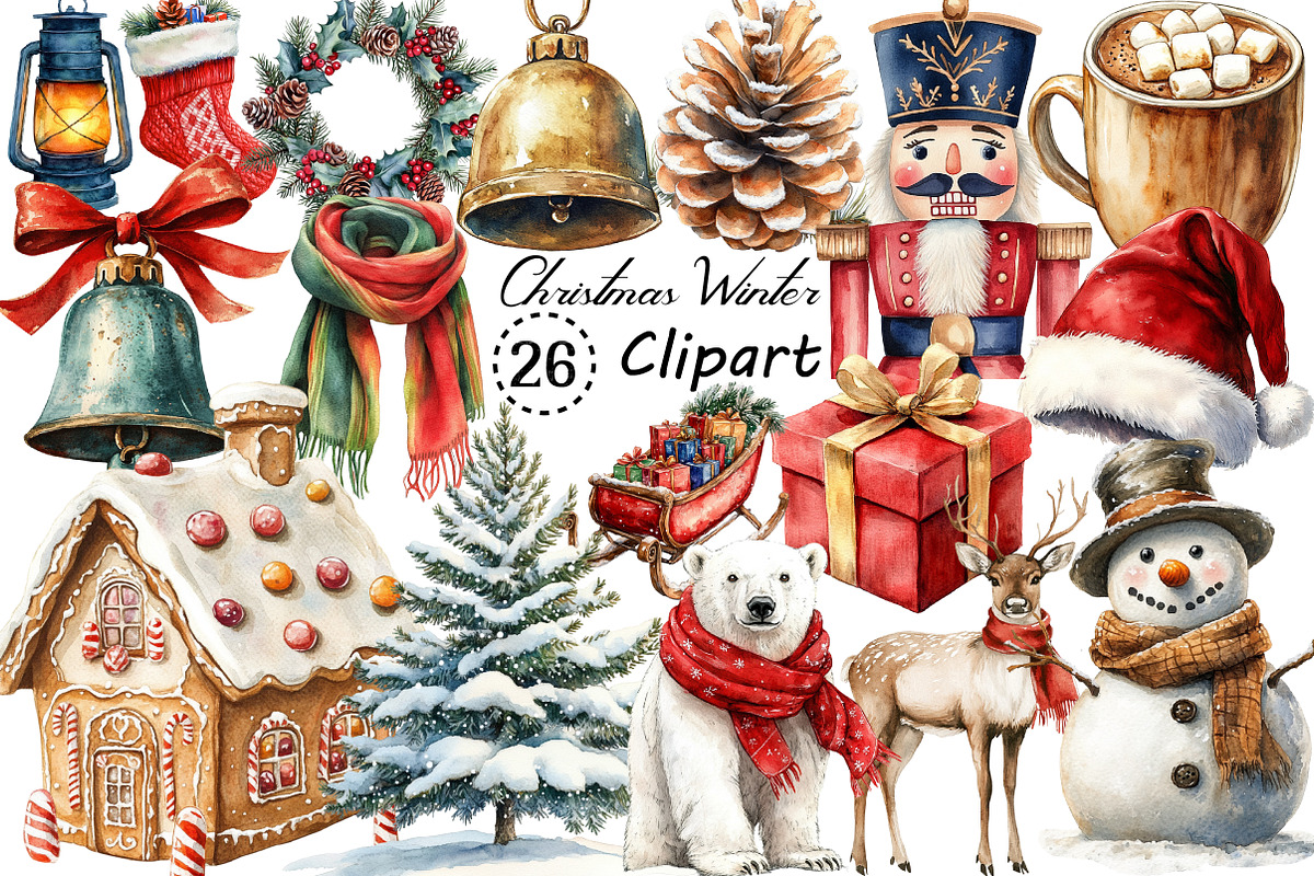 Christmas Winter Clipart Bundle, an Illustration by Creative Art (Photo 1 of 9)