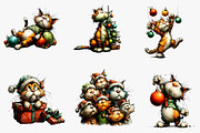 Watercolor Christmas Cat Clipart, an Illustration by CreationArt (Thumbnail 2 of 5)