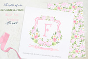 Pink Hydrangea Watercolor Crest, a Decorative Illustration by LABFcreations (Thumbnail 3 of 4)