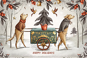 Vintage Holidays • Christmas Dogs, an Illustration by Yeticrab (Thumbnail 1 of 13)