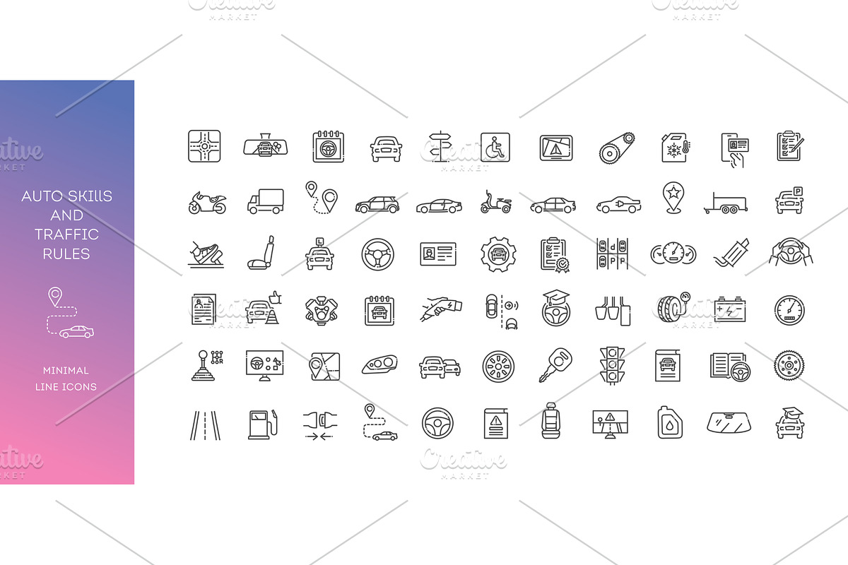 Auto Skills Line Icons, an Outline Icon by Tettygreen (Photo 1 of 2)