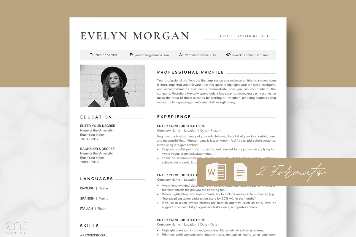 Modern Resume Template - The Morgan, a Resume Template by AntDesignStudio (Photo 1 of 9)