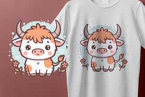 Kawaii Highland Cow Clipart Bundle, an Animal Illustration by MkStudio