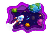Space paper cut rocket, planets, an Education Illustration by Vector Tradition (Thumbnail 1 of 3)