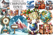 Christmas Travel Watercolour Clipart, an Illustration by Daily.Designs (Thumbnail 1 of 5)