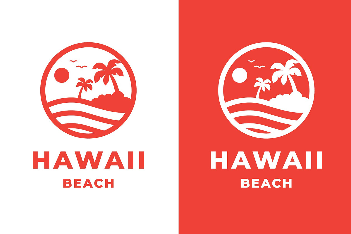 Palm Tree Tropical Hawaii Beach Logo, a Branding & Logo Template by funpixel