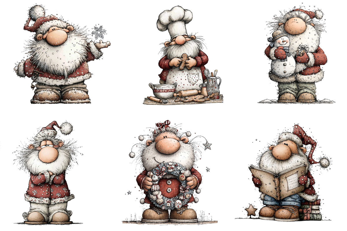 Whimsical Christmas Grandpa Clipart, an Illustration by designcity5 (Photo 3 of 5)