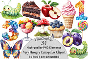 Very Hungry Caterpillar Clipart, a Seasonal Illustration by CitraGraphics (Thumbnail 1 of 4)
