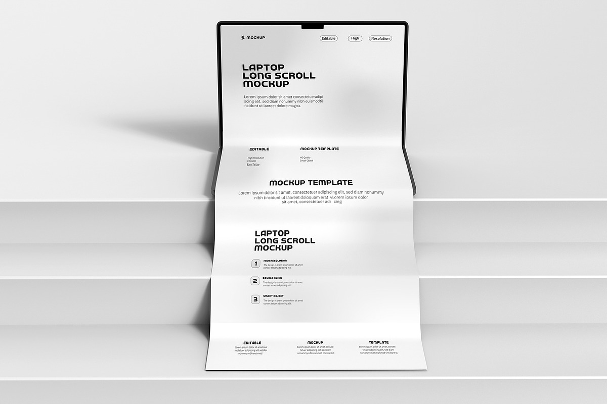 Laptop Long Scroll Screen Mockup
