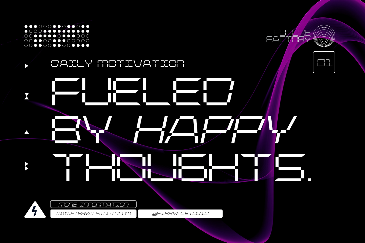 Digitrone – Futuristic Display Font, a Sans Serif Font by Fikryal Studio (Photo 9 of 15)