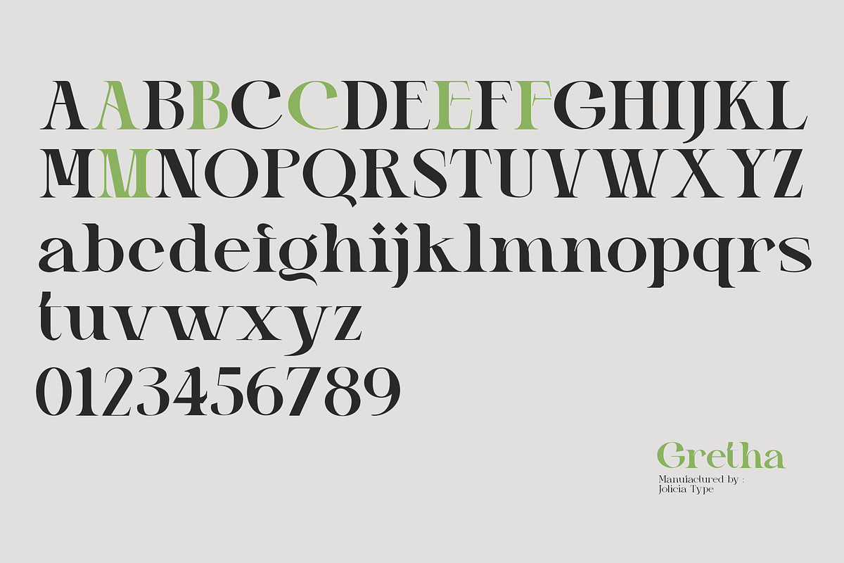 Gretha Family | 14 font family, a Serif Font by Jolicia Type (Photo 9 of 12)