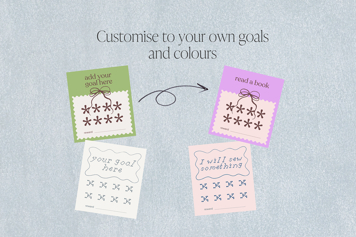 Goal Habit Tracking Punch Cards, a Card Template by Tabitha Emma (Photo 5 of 6)