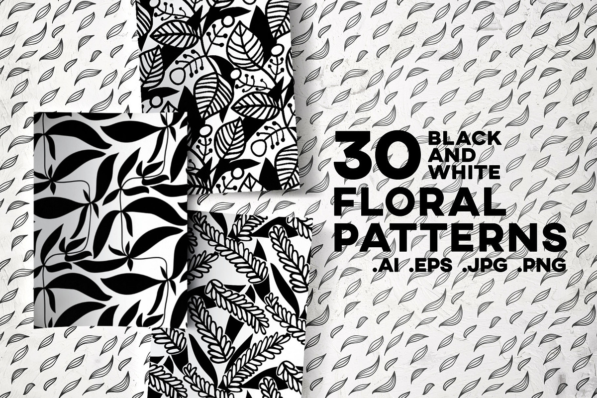 Black And White Floral Patterns, a Pattern Graphic by pineart (Photo 1 of 3)