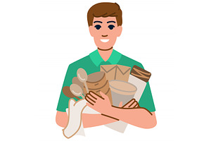 Smiling man holding eco friendly, an Object Illustration by pikepicture