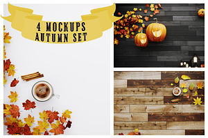 4 Autumn Set Mockups Background