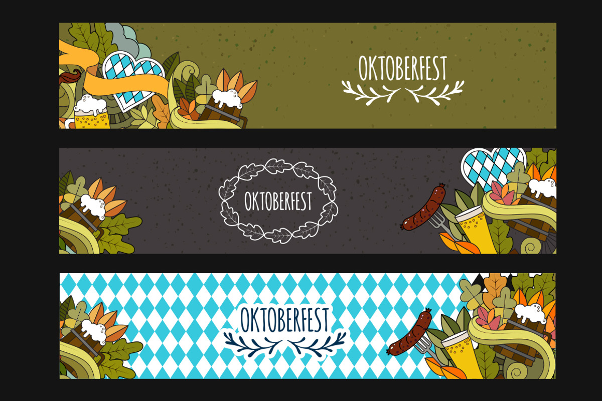 Oktoberfest doodle beer web banner, a Food Illustration by Nikelser