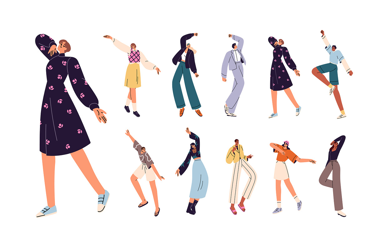 People dance set + seamless patterns, a Person Illustration by PaperTrident (Photo 1 of 8)