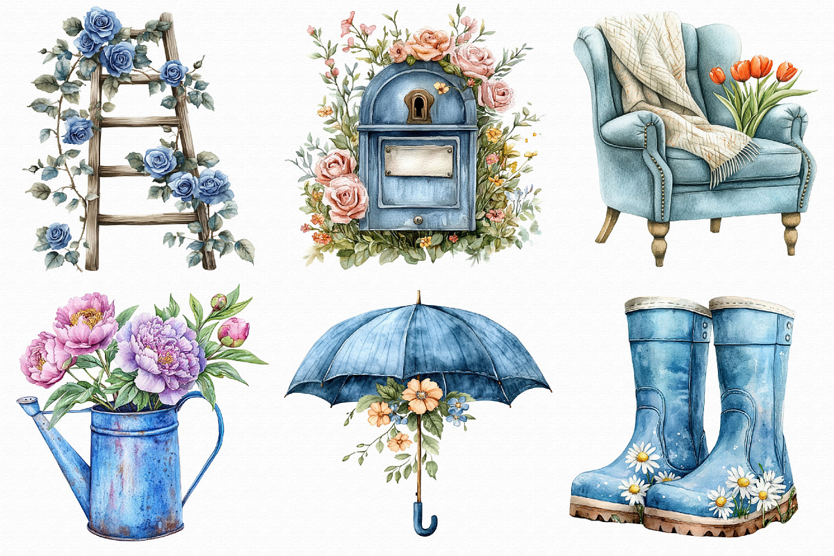 Dusty Blue Spring Clipart, an Illustration by Libby Wishes (Photo 9 of 9)