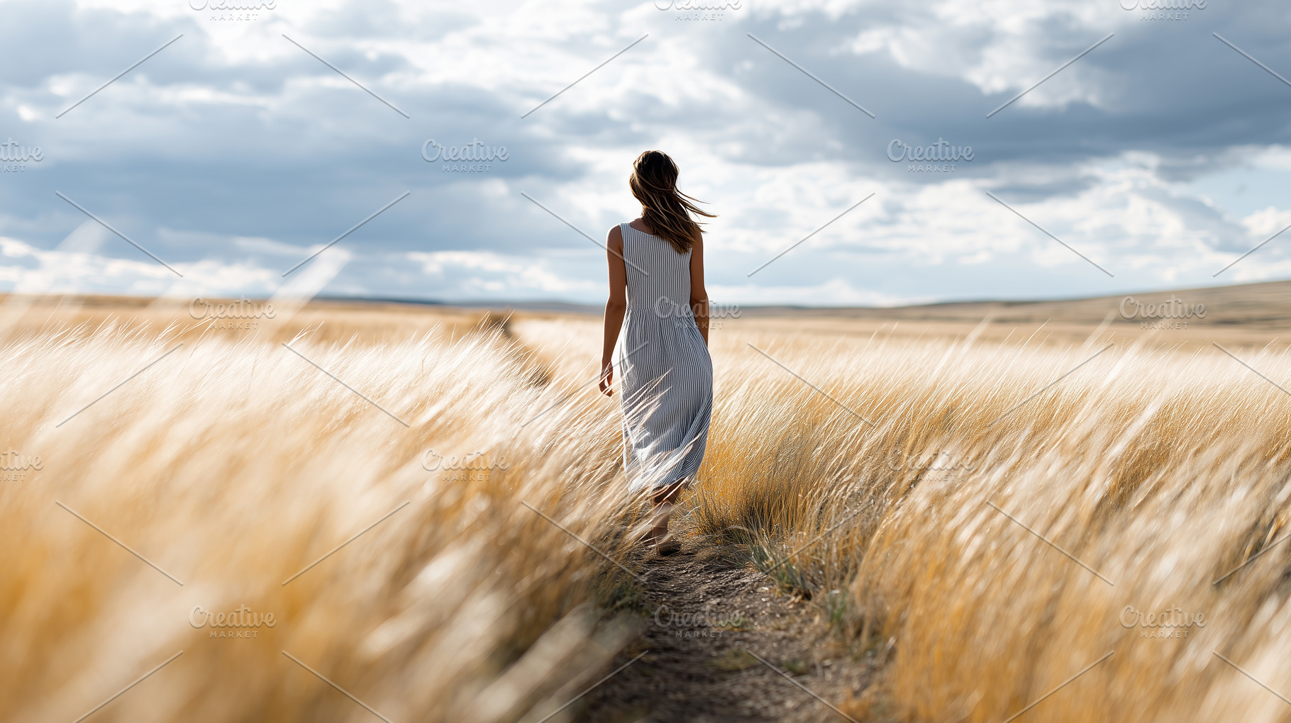 Woman in a summer dress walking, a Person Photo by MistyDay