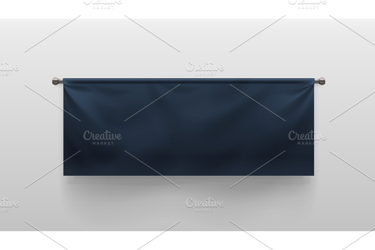 realistic blue fabric banner on, an Illustration by IfH