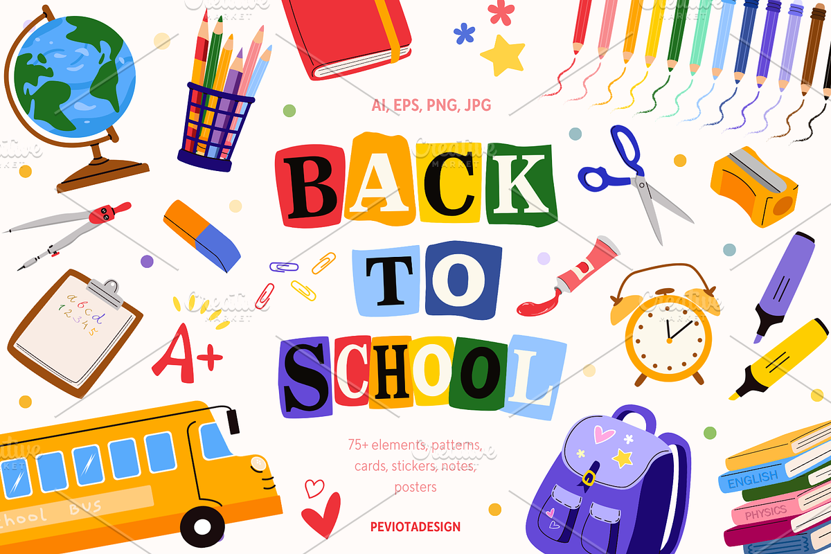 Back to school vector collection, an Education Illustration by Peviotadesign (Photo 1 of 13)