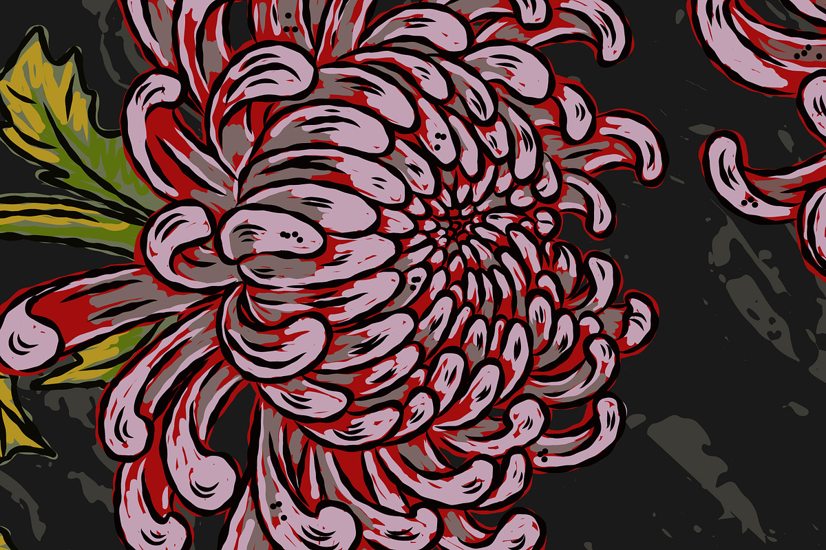Tiger, candle, chrysanthemums, a Pattern Graphic by NayaChu (Photo 7 of 9)