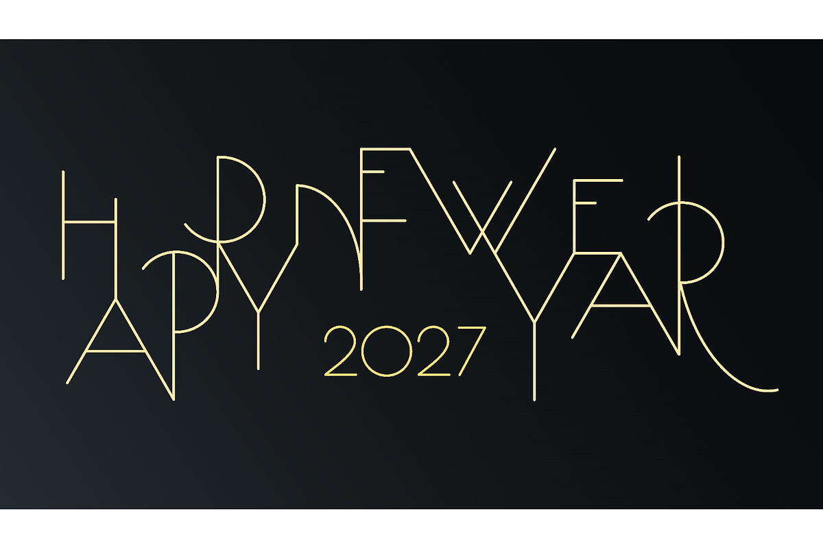 2027 Happy New Year golden connected, a Seasonal Illustration by sceptical cactus (Photo 1 of 3)
