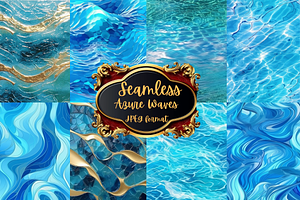 Azure Waves Seamless Digital Paper
